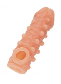 Телесная закрытая насадка с шариками Cock Sleeve Size S - 13,8 см. - KOKOS - в Волжском купить с доставкой