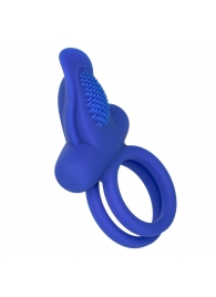 Синее перезаряжаемое эрекционное кольцо Silicone Rechargeable Dual Pleaser Enhancer - California Exotic Novelties - в Волжском купить с доставкой