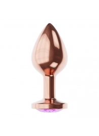 Пробка цвета розового золота с фиолетовым кристаллом Diamond Amethyst Shine S - 7,2 см. - Lola Games - купить с доставкой в Волжском