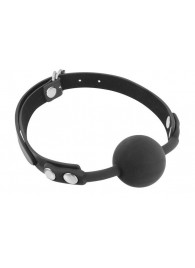 Черный силиконовый кляп-шарик на ремешках - Fetish Tentation - купить с доставкой в Волжском