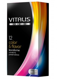 Цветные ароматизированные презервативы VITALIS PREMIUM color   flavor - 12 шт. - Vitalis - купить с доставкой в Волжском