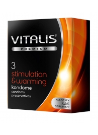 Презервативы VITALIS PREMIUM stimulation   warming с согревающим эффектом - 3 шт. - Vitalis - купить с доставкой в Волжском