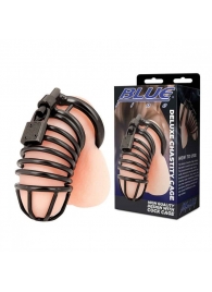 Черная металлическая клетка с замком Deluxe Chastity Cage - BlueLine - купить с доставкой в Волжском