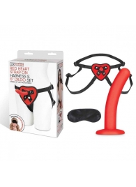 Красный поясной фаллоимитатор Red Heart Strap on Harness   5in Dildo Set - 12,25 см. - Lux Fetish - купить с доставкой в Волжском