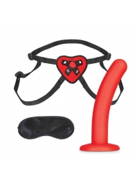 Красный поясной фаллоимитатор Red Heart Strap on Harness   5in Dildo Set - 12,25 см. - Lux Fetish - купить с доставкой в Волжском