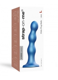 Голубая насадка Strap-On-Me Dildo Plug Balls size L - Strap-on-me - купить с доставкой в Волжском