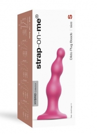 Розовая насадка Strap-On-Me Dildo Plug Beads size S - Strap-on-me - купить с доставкой в Волжском