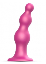 Розовая насадка Strap-On-Me Dildo Plug Beads size S - Strap-on-me - купить с доставкой в Волжском