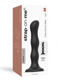 Черная насадка Strap-On-Me Dildo Geisha Balls size M - Strap-on-me - купить с доставкой в Волжском