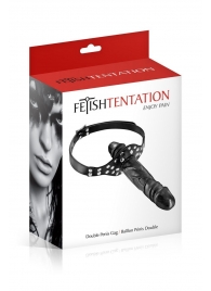Черный кляп-фаллоимитатор Double Penis Gag - Fetish Tentation - купить с доставкой в Волжском