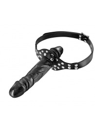 Черный кляп-фаллоимитатор Double Penis Gag - Fetish Tentation - купить с доставкой в Волжском