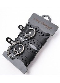 Ажурные наручники из черной кожи - Crazy Handmade - купить с доставкой в Волжском