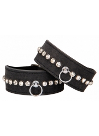 Черные наручники Diamond Studded Wrist Cuffs - Shots Media BV - купить с доставкой в Волжском