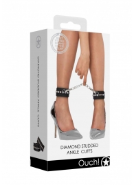 Черные поножи Diamond Studded Ankle Cuffs - Shots Media BV - купить с доставкой в Волжском