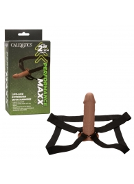 Коричневый фаллопротез Life-Like Extension with Harness - 17,75 см. - California Exotic Novelties - купить с доставкой в Волжском