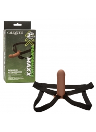 Коричневый фаллопротез из силикона Extension with Harness - 15,75 см. - California Exotic Novelties - купить с доставкой в Волжском