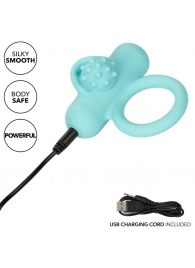 Аквамариновое эрекционное виброкольцо Silicone Rechargeable Nubby Lover’s Delight - California Exotic Novelties - в Волжском купить с доставкой