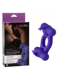 Фиолетовое эрекционное виброкольцо с двумя моторами Silicone Rechargeable Triple Orgasm Enhancer - California Exotic Novelties - в Волжском купить с доставкой