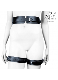 Черный кожаный пояс с гартерами - S-M - Notabu - купить с доставкой в Волжском