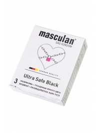 Ультрапрочные презервативы Masculan Ultra Safe Black - 3 шт. - Masculan - купить с доставкой в Волжском