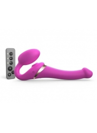 Ярко-розовый безремневой страпон Multi Orgasm Size S с клиторальной стимуляцией - Strap-on-me - купить с доставкой в Волжском