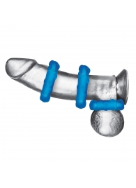 Комплект из трех голубых эрекционных колец 3-Pack Ribbed Rider Cock Ring Set - BlueLine - в Волжском купить с доставкой