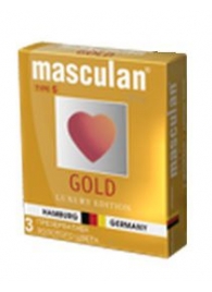 Презервативы Masculan Ultra Gold с золотым напылением и ароматом ванили - 3 шт. - Masculan - купить с доставкой в Волжском