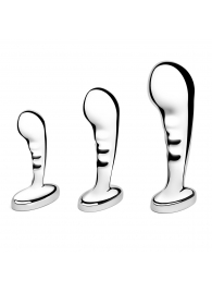 Набор из 3 стальных стимуляторов простаты Stainless Steel P-spot Training Set - b-Vibe - в Волжском купить с доставкой