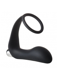 Черное эрекционное кольцо с вибропробкой Vibrating Anal Plug With Cockring - Dream Toys - в Волжском купить с доставкой