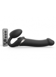 Черный безремневой страпон Multi Orgasm Size L с клиторальной стимуляцией - Strap-on-me - купить с доставкой в Волжском
