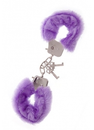 Фиолетовые меховые наручники METAL HANDCUFF WITH PLUSH LAVENDER - Dream Toys - купить с доставкой в Волжском