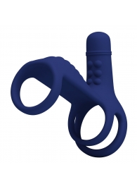 Синяя вибронасадка на пенис Vibrating Penis Sling - Baile - в Волжском купить с доставкой