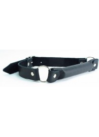 Черный кожаный кляп-трензель на кольцах - БДСМ Арсенал - купить с доставкой в Волжском