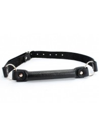 Черный кожаный кляп-трензель на кольцах - БДСМ Арсенал - купить с доставкой в Волжском