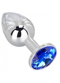 Анальное украшение BUTT PLUG  Small с синим кристаллом - 7 см. - Anal Jewelry Plug - купить с доставкой в Волжском