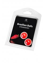 Набор из 2 шариков с массажным маслом Brazilian Balls с ароматом клубники - Secret Play - купить с доставкой в Волжском