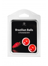 Набор из 2 шариков с массажным маслом Brazilian Balls с ароматом клубники - Secret Play - купить с доставкой в Волжском