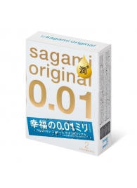 Увлажнённые презервативы Sagami Original 0.01 Extra Lub - 2 шт. - Sagami - купить с доставкой в Волжском