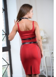 Черно-серебристая портупея-юбка plus size с цепочками - БДСМ Арсенал - купить с доставкой в Волжском