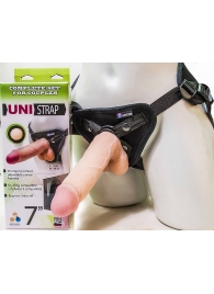 Страпон-унисекс с двумя насадками UNI strap 7  Harness - 19 и 16 см. - LOVETOY (А-Полимер) - купить с доставкой в Волжском