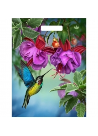 Пакет с принтом в виде колибри в цветах с вырубной ручкой (31х40 см) - Сима-Ленд - купить с доставкой в Волжском