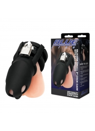 Черная клетка для пениса Silicone Small 2 in Cock Cage With Ball Divider - BlueLine - купить с доставкой в Волжском