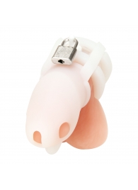 Белая клетка для пениса Silicone Small 2 in Cock Cage With Ball Divider - BlueLine - купить с доставкой в Волжском