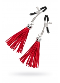 Зажимы на соски «Прищепки» с красными кисточками из замши - Pecado - купить с доставкой в Волжском