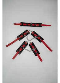 Черно-красный набор фиксаций: наручники, оковы и ошейник - Crazy Handmade - купить с доставкой в Волжском