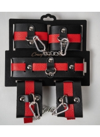 Черно-красный набор фиксаций: наручники, оковы и ошейник - Crazy Handmade - купить с доставкой в Волжском