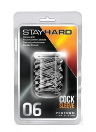Прозрачная насадка с объёмными чёрточками STAY HARD COCK SLEEVE 06 CLEAR - Blush Novelties - в Волжском купить с доставкой