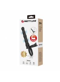 Черная насадка на член для двойного проникновения Tatum с вибрацией - Baile - купить с доставкой в Волжском