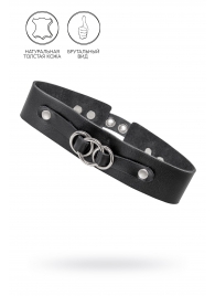 Черный чокер-ошейник со связанными кольцами на подложке - Pecado - купить с доставкой в Волжском