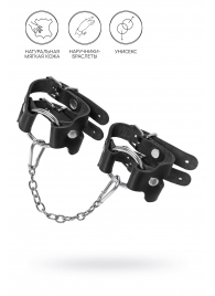 Черные кожаные наручники-браслеты из двух ремешков - Pecado - купить с доставкой в Волжском